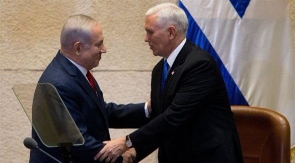 نائب الرئيس الأمريك مايك بنس ورئيس الوزراء الإسرائيلي بنيامين نتانياهو (أف ب)