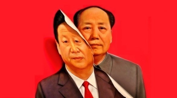 صورة مركبة للزعيم الصيني الراحل ماو تسي تونغ والرئيس الصيني شي جين بينغ (أرشيف)