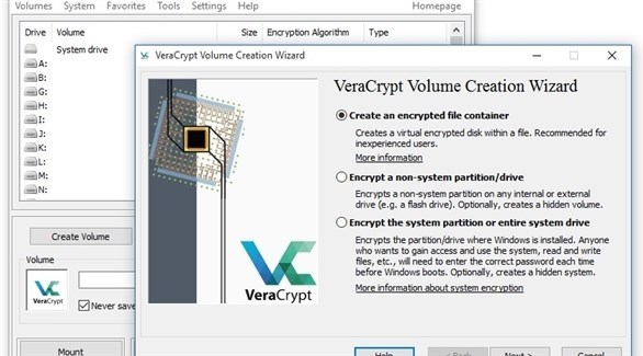 أداة التشفير Veracrypt المجانية