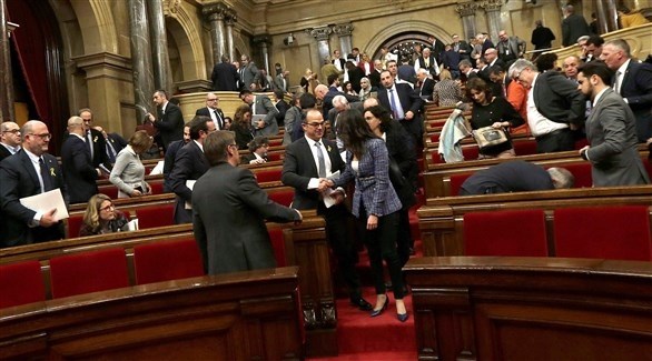 جانب من جلسة انتخاب رئيس لكتالونيا في برشلونة (اي بي ايه)