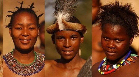ثلاثة وجوه من قبائل الزولو في جنوب أفريقيا (أرشيف)