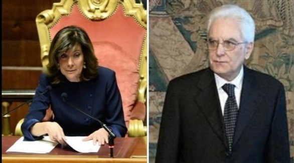الرئيس الإيطالي ماتاريلا ورئيسة مجلس الشيوخ كاسيلاتي (أرشيف)