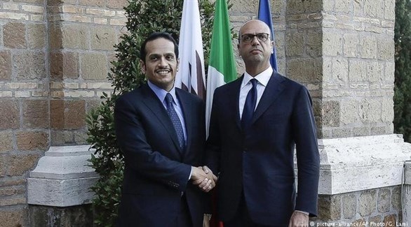 وزير الخارجية القطري محمد بن عبد الرحمن آل ثاني ونظيره الإيطالي أنجلينو ألفانو .(أرشيف)