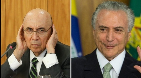 الرئيس لبرازيلي تامر ووزير المالية السابق هنريك ميريليس (أرشيف)