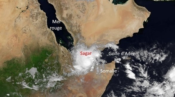 خريطة تُظهر تطور الإعصار المداري ساغار بعد تشكله قرب اليمن (أرشيف)