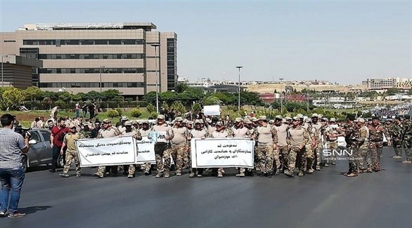 تظاهرات للبشمركة والقوى الأمنة ضد إلغاء التصويت الخاص بكردستان (تويتر)