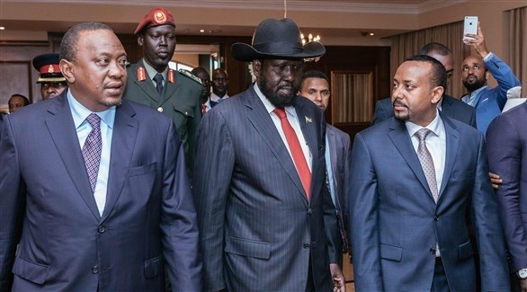 رئيس الوزراء الإثيوبي، رئيس جنوب السودان والرئيس الكيني خلال "ايغاد" (أ ف ب)