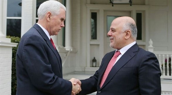 رئيس الوزراء العراقي حيدر العبادي ونائب الرئيس الأمريكي دونالد ترامب مايك بنس (أرشيف)