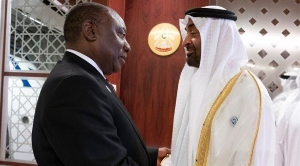الشيخ محمد بن زايد يستقبل رئيس جنوب أفريقيا سيريل رامافوزا (وام)
