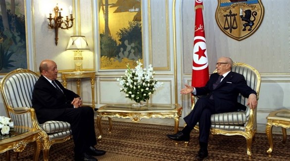 الرئيس الباجي قائد السبسي ووزير الخارجية الفرنسي جان إيف لودريان (الرئاسة التونسية)