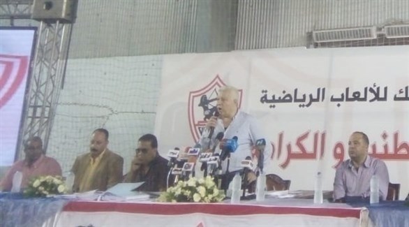 مرتضى منصور خلال المؤتمر الصحافي (أرشيف)