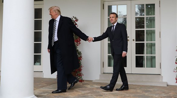 الرئيس الفرنسي إيمانويل ماكرون والرئيس الأمريكي دونالد ترامب في البيت الأبيض