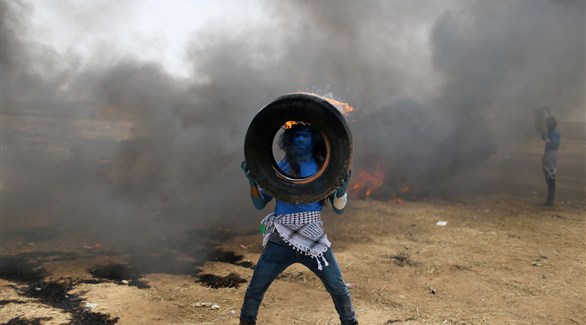 متظاهر فلسطيني خلال احتجاجات "حق العودة" في غزة