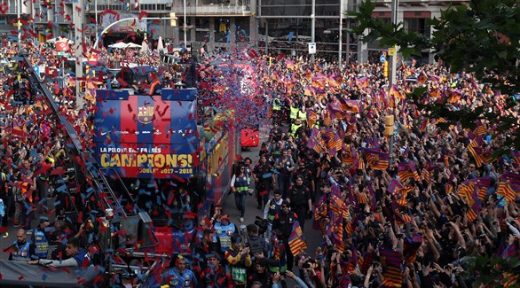 احتفالات برشلونة بلقب الليغا الإسبانية