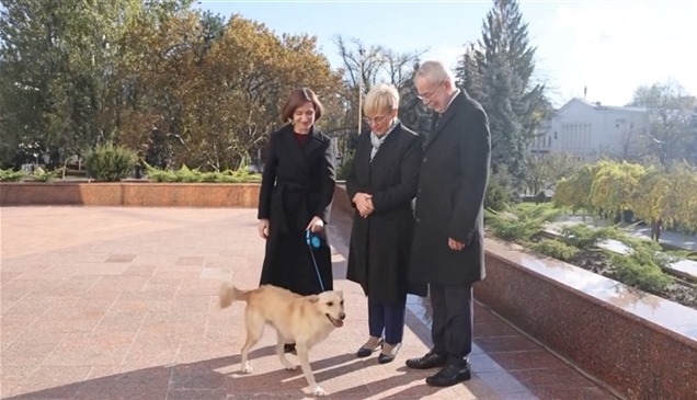كلب الرئيسة المولدافية يعض رئيس النمسا