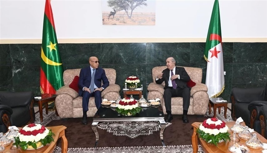 جانب من لقاء  الرئيس الجزائري عبد المجيد تبون، اليوم ، مع نظيره الموريتاني محمد ولد الغزواني (إكس)
