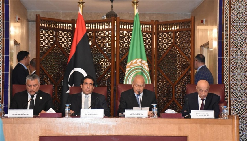القيادات الليبية خلال اجتماعها في جامعة الدول العربية مؤخراً (إكس)