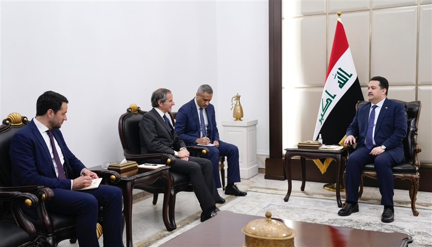 رئيس الوزراء العراقي محمد شياع السوداني مستقبلاً رافايل غروسي (اكس)