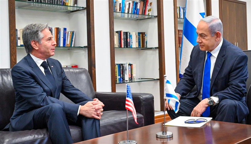 رئيس الوزراء الإسرائيلي بنيامين نتانياهو ووزير الخارجية الأمريكي أنتوني بلينكن (أرشيف)