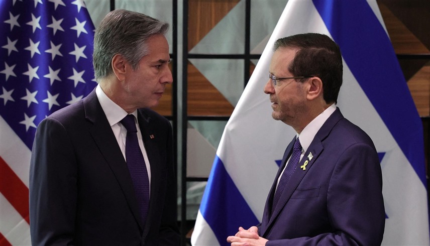 أنتوني بلينكن والرئيس الإسرائيلي إسحق هرتسوغ (إكس)