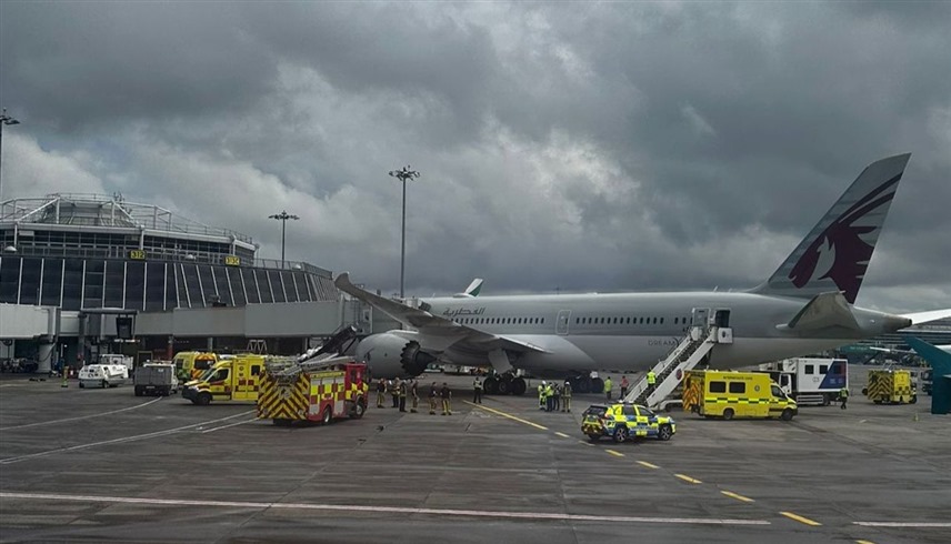الطائرة القطرية بعد هبوطها في كطار دبلن (إكس)