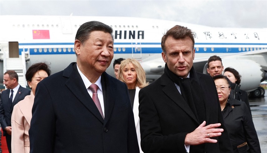 الرئيسان الفرنسي إيمانويل ماكرون والصيني شي جين بينغ (إكس)