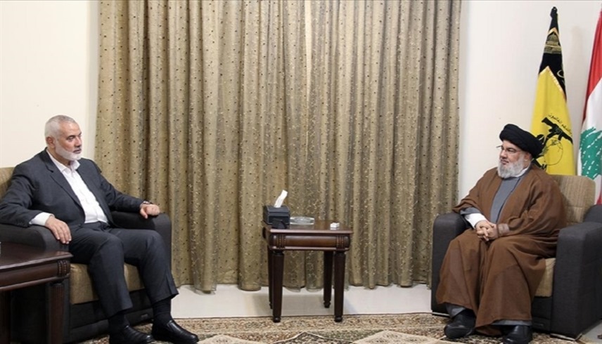 زعيما  حزب الله حسن نصر الله وحماس إسماعيل هنية (أرشيف)
