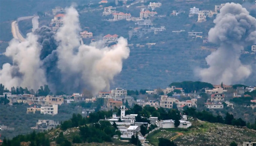 تصاعد الدخان في جنوب لبنان بعد قصف إسرائيلي (أ ف ب)