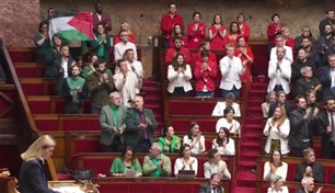 بالفيديو.. رفع العلم الفلسطيني يعطل جلسة في البرلمان الفرنسي