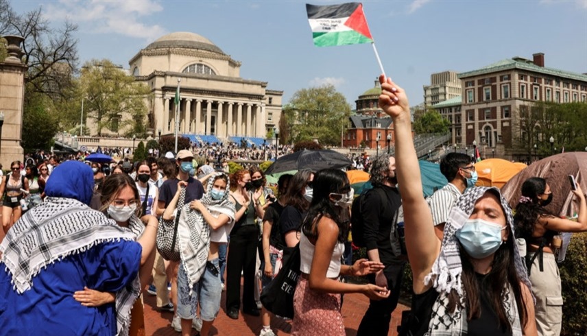 طلاب متظاهرو في جامعة كولومبيا دعماً للفلسطينيين (أرشيف)