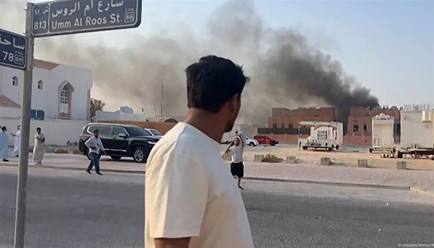 تصاعد الدخان من مقر حركة حماس في الدوحة الثلاثاء بعد الهجوم الإسرائيلي (أرشيف)