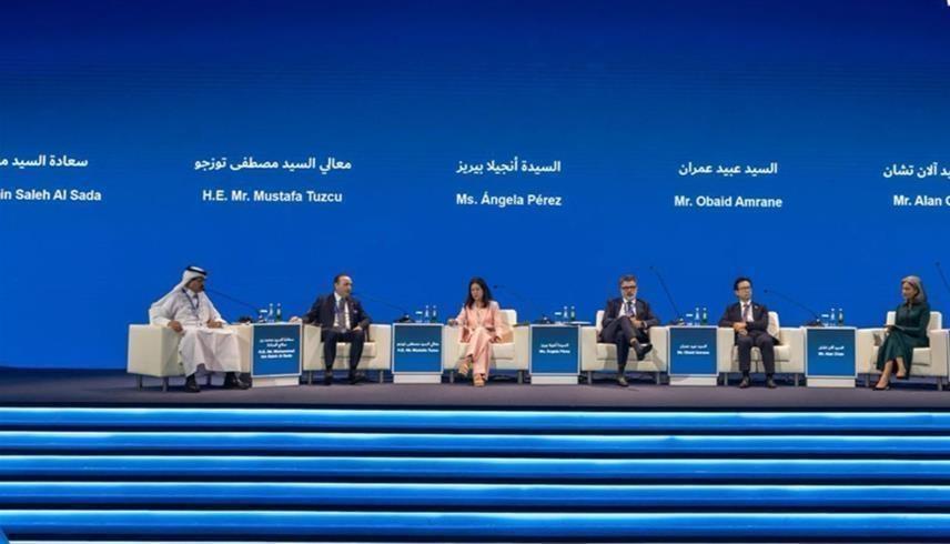 جانب من الجلسة الحوارية للمنتدى العالمي للاستثمار 2026 (وكالة الأنباء القطرية)