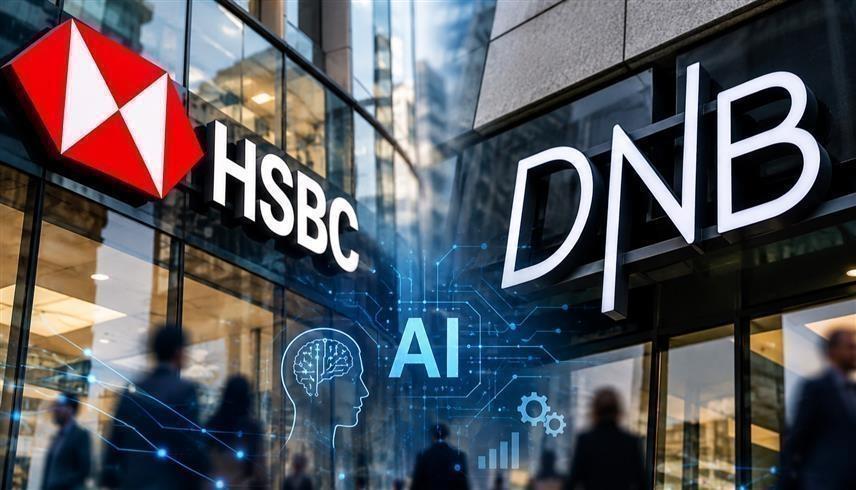 شعار بنك "HSBC" وبنك "DNB" (رويترز + فاينانشيال تايمز)