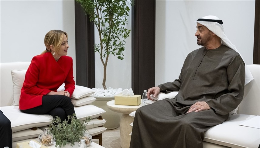 الشيخ محمد بن زايد خلال لقاء سابق مع رئيسة وزراء إيطاليا جورجيا ميلوني 