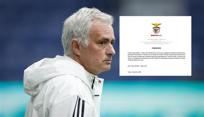 رسمياً.. بنفيكا يعلن تلقيه إشعاراً من ريال مدريد لتفعيل الشرط الجزائي لمورينيو 