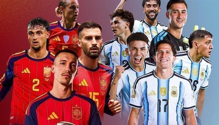 لاعبو "الأتلتي" بألوان الأرجنتين وإسبانيا (إكس)