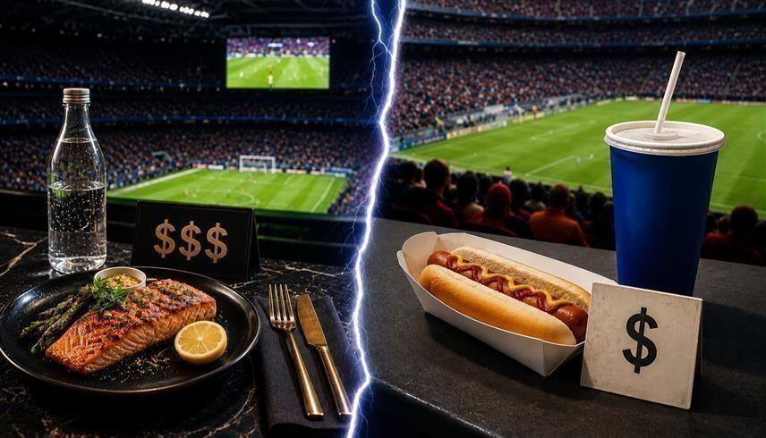 تفاوت أسعار المأكولات والمشروبات في ملاعب كأس العالم (مولدة من الذكاء الاصطناعي)