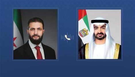 محمد بن زايد والرئيس السوري يبحثان هاتفياً التطورات الإقليمية