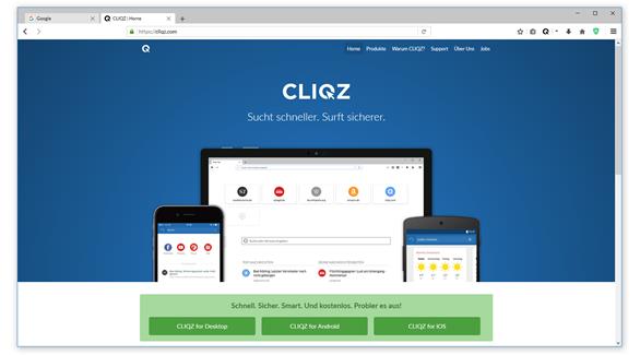 تطبيق Cliqz يعمل بنظام تشغيل غوغل أندرويد وأبل "آي أو إس"