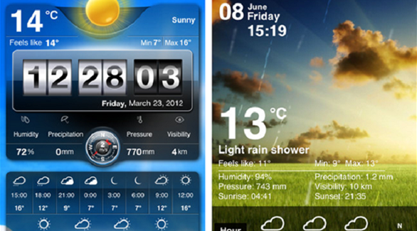 تطبيق "weatherLive" متاح لأجهزة أندرويد وآبل بسعر 1.99 دولار أمريكي