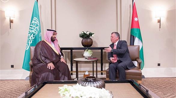 ملك الأردن عبدالله بن الحسين خلال لقائه مع ولي ولي العهد السعودي الأمير  محمد بن سلمان (واس)