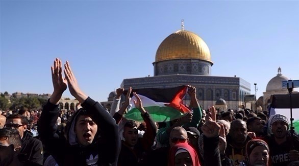 فلسطينيون يحتجون على اعلان الرئيس الأمريكي دونالد ترامب القدس عاصمة لإسرائيل.(أرشيف)