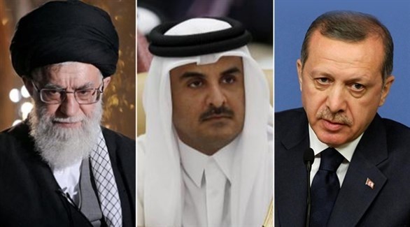 الرئيس التركي رجب طيب أردوغان وأمير قطر الشيخ تميم والمرشد الأعلى للجمهورية الإسلامية آية الله علي خامنئي.(أرشيف)