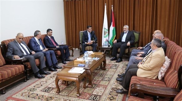لقاء الوفد المصري مع رئيس حركة حماس إسماعيل هنية (تويتر)