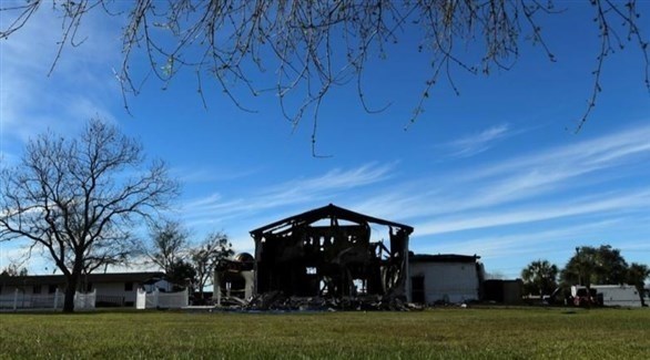 مسجد  فيكتوريا بتكساس بعد إحراقه في 2017 (رويترز)