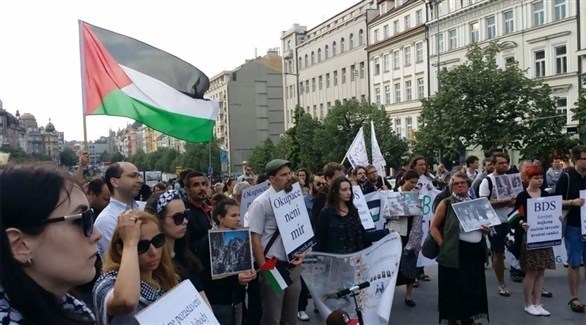 متظاهرون في براغ رفضا لمواقف التشيك ضد فلسطين (أرشيف)