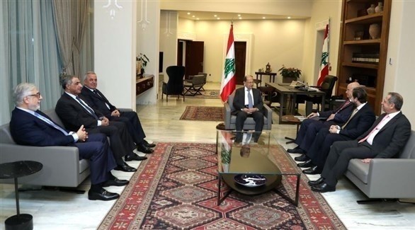 الرئيس اللبناني عون لدى استقباله وفد من المجلس الاستشاري للشرق الأوسط (صحيفة المستقبل)