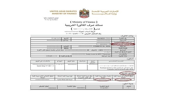 "المالية الإماراتية" أول جهة اتحادية تصدر فاتورة ضريبية