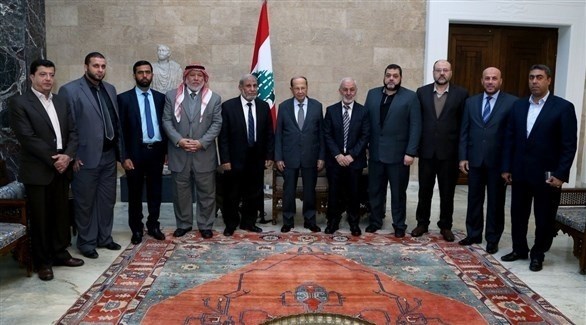 وفد حماس مع الرئيس اللبناني ميشل عون (أرشيف)
