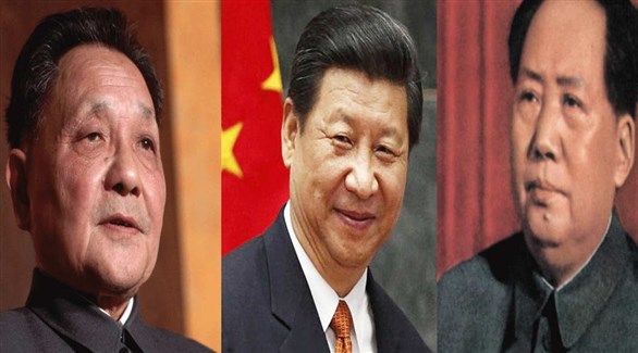 الرئيس  شي جين بينغ بين الزعيمين الصينين ماو سي تونغ ودنغ سياو بينغ (أرشيف)